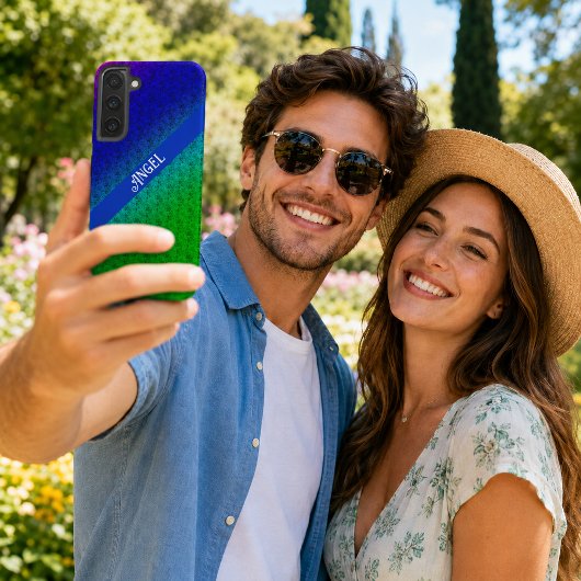 Blumenblauer grüner Regenbogen Diagonal Blendname Samsung Galaxy Hülle