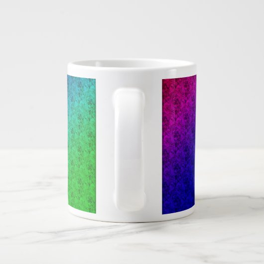 Blumenblauer grüner Regenbogen Gradient Diagonal B Jumbo-Tasse (Rückseite)