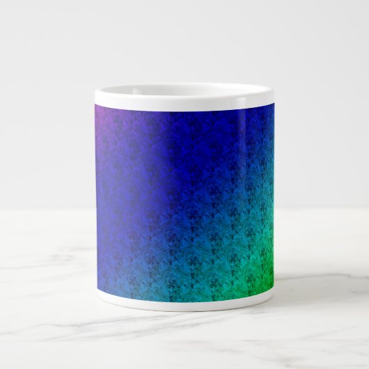 Blumenblauer grüner Regenbogen Gradient Diagonal B Jumbo-Tasse (Vorderseite)
