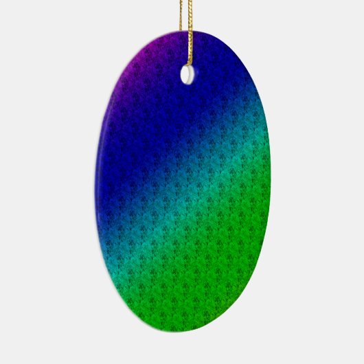 Blumenblauer grüner Regenbogen Gradient Diagonal B Keramikornament (Rechts)