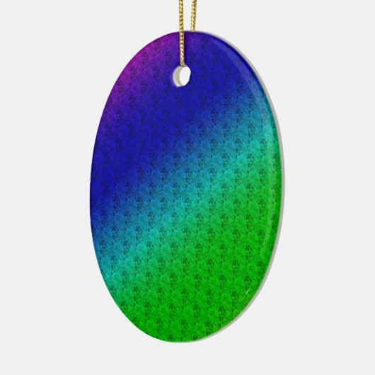 Blumenblauer grüner Regenbogen Gradient Diagonal B Keramikornament (Links)