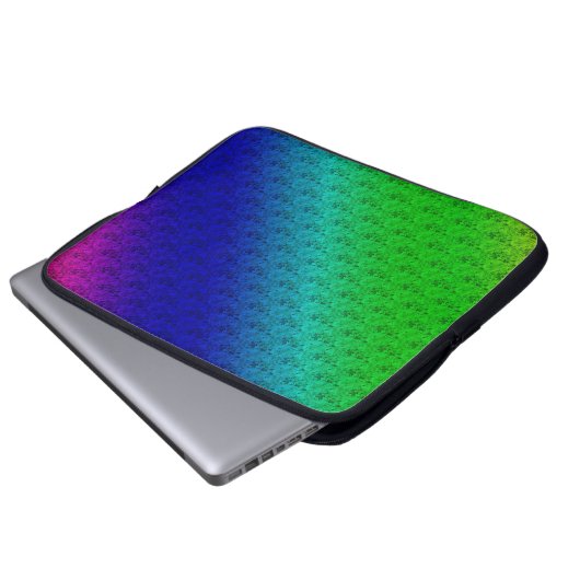 Blumenblauer grüner Regenbogen Gradient Diagonal B Laptopschutzhülle (Vorne Knopf)