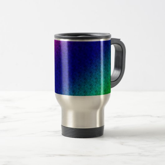 Blumenblauer grüner Regenbogen Gradient Diagonal B Reisebecher (VorderseiteRechts)