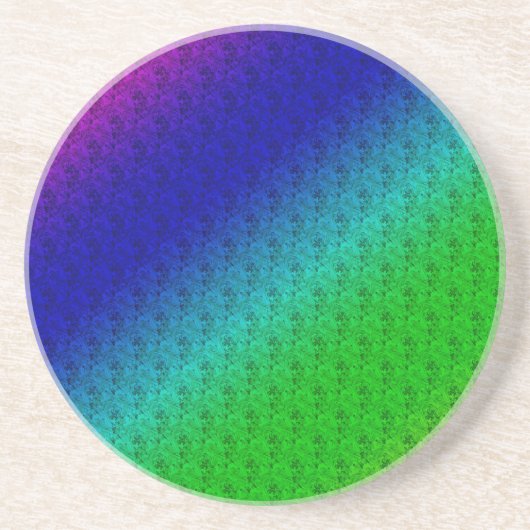 Blumenblauer grüner Regenbogen Gradient Diagonal B Sandstein Untersetzer (Vorne)