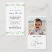 Blumenblauer Grüner Taufgebet Visitenkarte (Vorne/Hinten)