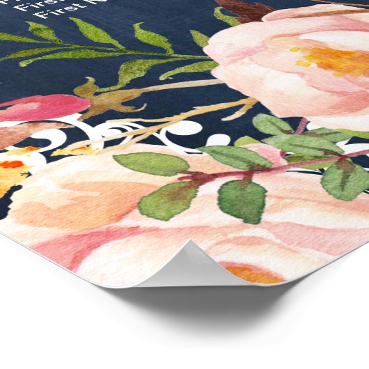 Blumenblauer Halbpension Hochzeitstabelle Poster (Ecke)