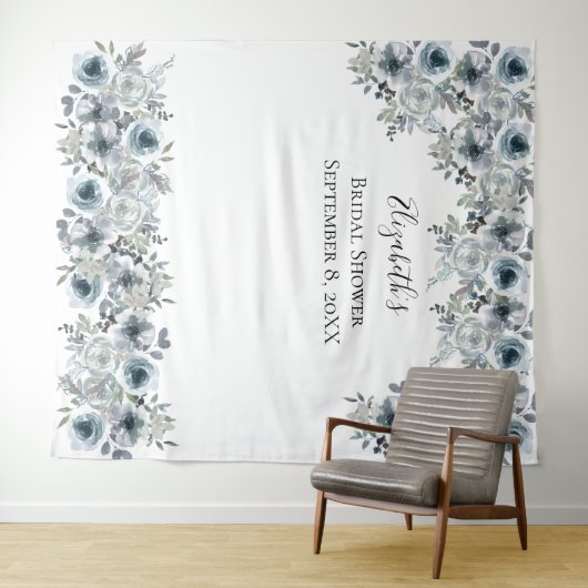 Blumenblauer Hintergrund Foto Prop Brautparty Wandteppich (Beispiel (Horizontal))