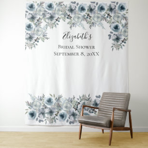 Blumenblauer Hintergrund Foto Prop Brautparty Wandteppich