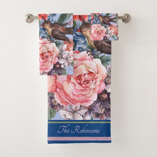 Blumenblauer Hintergrund Rose Hyacinth Wilde Blume Badhandtuch Set (Insitu)
