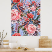 Blumenblauer Hintergrund Rose Hyacinth Wilde Blume Poster (Küche)