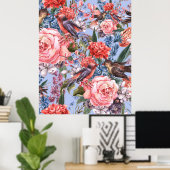 Blumenblauer Hintergrund Rose Hyacinth Wilde Blume Poster (Heimbüro)