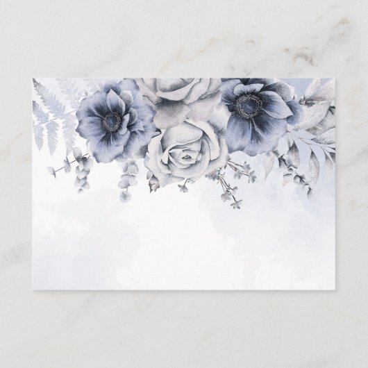 Blumenblauer Hochzeitsaufenthalt Begleitkarte (Rückseite)