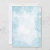 Blumenblauer Hochzeitsempfang Einladung (Rückseite)