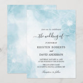 Blumenblauer Hochzeitsempfang Einladung (Vorne/Hinten)