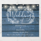 Blumenblauer Hochzeitsholz Bierflaschenetikett (Einzelnes Label)