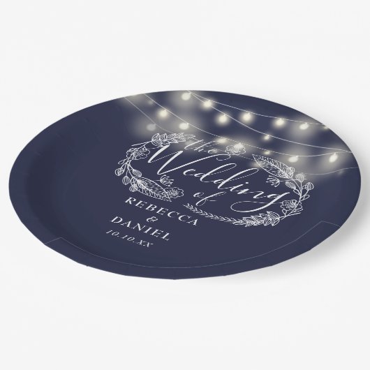 Blumenblauer Hochzeitstag Pappteller (Schrägansicht)