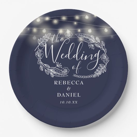 Blumenblauer Hochzeitstag Pappteller (Vorderseite)