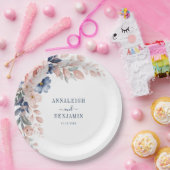 Blumenblauer Hochzeitstag Pappteller (Party)