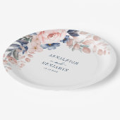 Blumenblauer Hochzeitstag Pappteller (Schrägansicht)