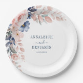 Blumenblauer Hochzeitstag Pappteller (Vorderseite)