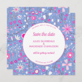 Blumenblauer Hochzeitstag Save The Date (Vorne/Hinten)