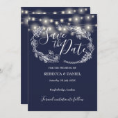 Blumenblauer Hochzeitstag Save The Date (Vorne/Hinten)