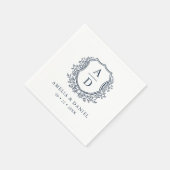 Blumenblauer Hochzeitstich für Wappen Serviette (Ecke)