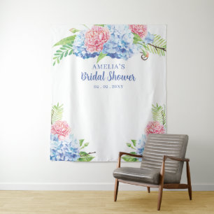 Blumenblauer Hydrangea Brautparty Hintergrund Wandteppich