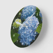 Blumenblauer Hydrangea-Foto Runde Wanduhr (Winkel)