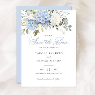 Blumenblauer Hydrangea Grüne Hochzeit Rett Datum Einladung