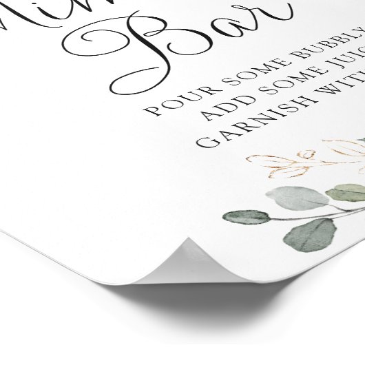 Blumenblauer Hydrangea Grüne Wedding Mimosa Bar Poster (Ecke)