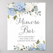 Blumenblauer Hydrangea Grüne Wedding Mimosa Bar Poster (Vorne)