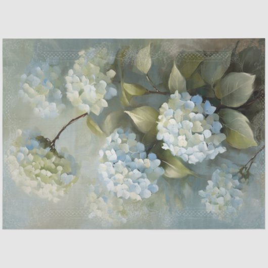 Blumenblauer Hydrangea Romantische Vintage Dekoupa Seidenpapier (Vorderseite)