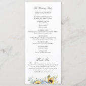 Blumenblauer Hydrangea Sonnenblumen Hochzeitsprogr Programm (Rückseite)