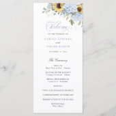 Blumenblauer Hydrangea Sonnenblumen Hochzeitsprogr Programm (Vorderseite)