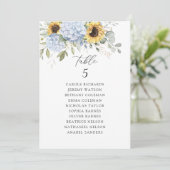 Blumenblauer Hydrangea Sonnenblumen Sitzplan Einladung (Stehend Vorderseite)