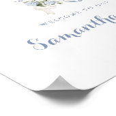 Blumenblauer Hydrangea-Wappen Monogramm Begrüßungs Poster (Ecke)