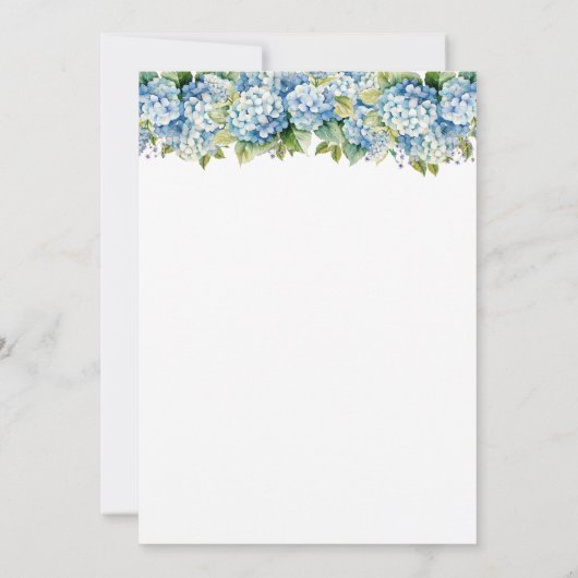 Blumenblauer Hydrangeas-Hochzeit Einladung (Rückseite)