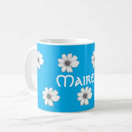 Blumenblauer Individuelle Name Kaffeetasse (Vorderseite Links)