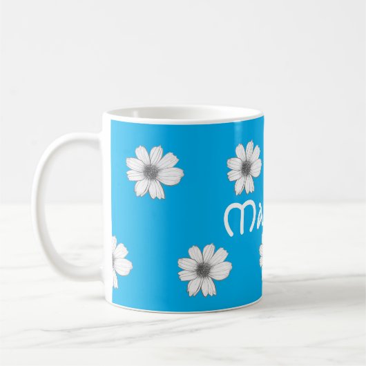 Blumenblauer Individuelle Name Kaffeetasse (Links)