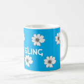 Blumenblauer Individuelle Name Kaffeetasse (VorderseiteRechts)