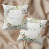 Blumenblauer Monogram Baby Birth Stats Kinderzimme Kissen