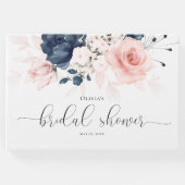 Blumenblauer Navy und Blütenrosa Brautparty Gästebuch (Vorderseite)