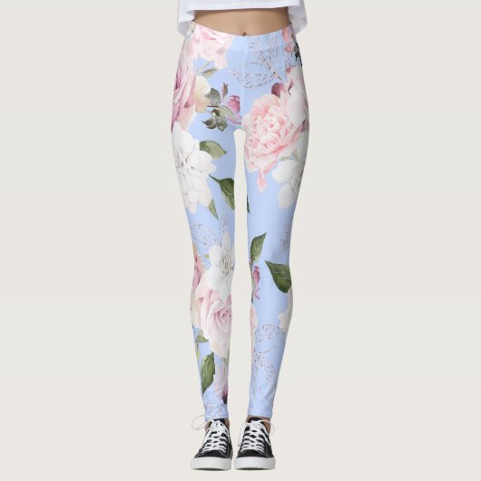 Blumenblauer Periwinkle Hübsch Active Leggings (Vorderseite)