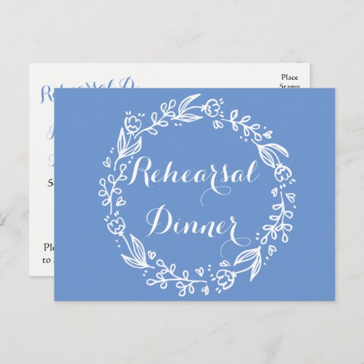 Blumenblauer Probe Abendessen Blume Hochzeit Postkarte (Vorne/Hinten)