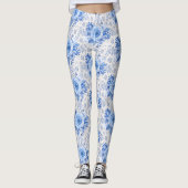 Blumenblauer Rose für Weiße Leggings (Vorderseite)