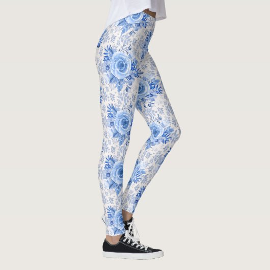 Blumenblauer Rose für Weiße Leggings (Rechts)