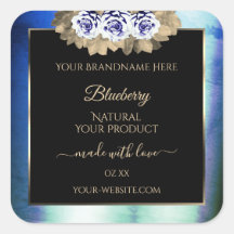 Blumenblauer Rose Schwarzes Etikett