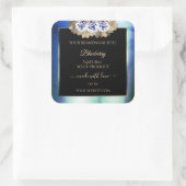 Blumenblauer Rose Schwarzes Etikett Quadratischer Aufkleber (Tasche)