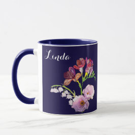 Blumenblauer Tasse mit Name